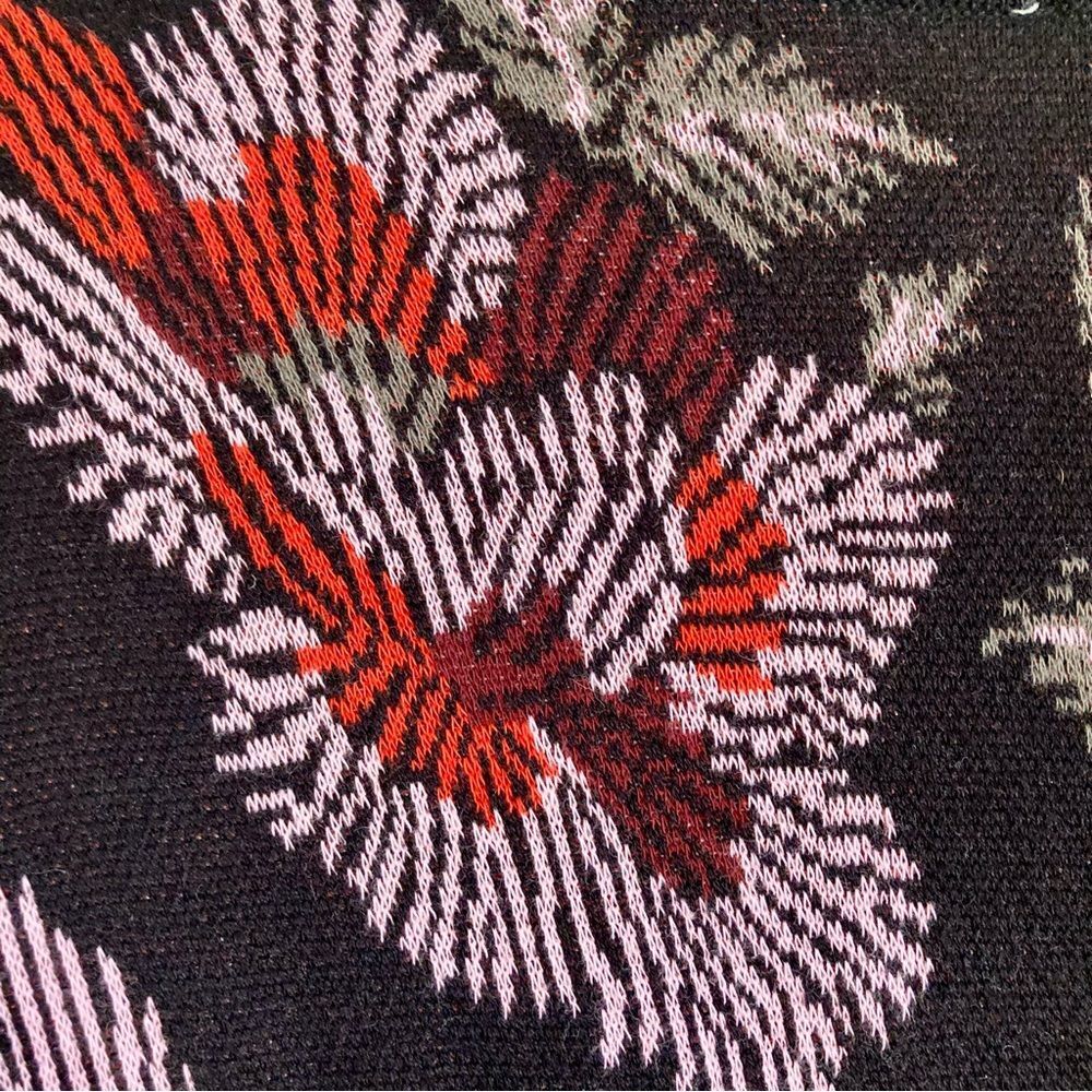 LAIA Tabatha Patchwork Sweater Embroidered Fringe Floral Black Pink Gold Size XL - Picture 9 of 15